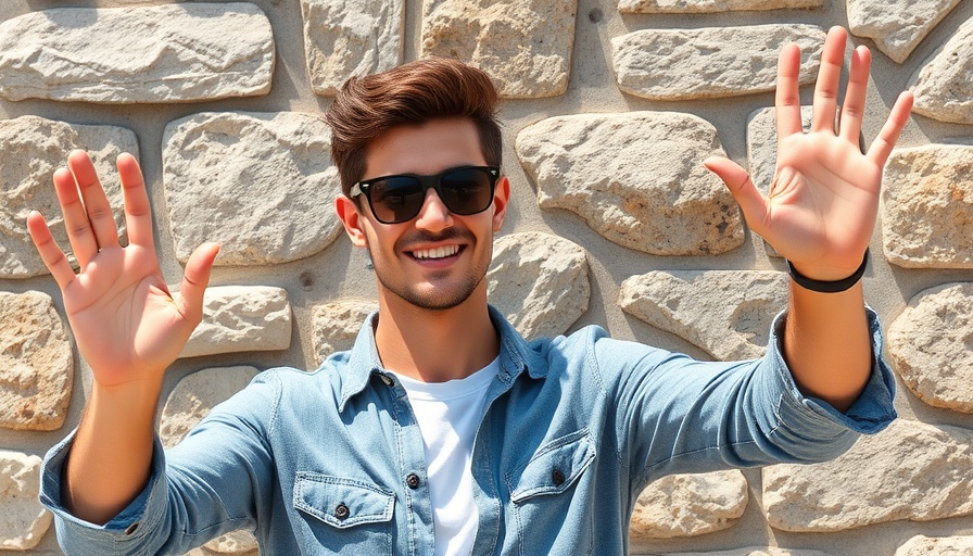Enthusiastic man in sunglasses waving against stone wall, OpenAI acquisition of Windsurf.