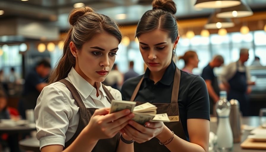 Waitress counting tips in busy restaurant - no tax on tips implications.