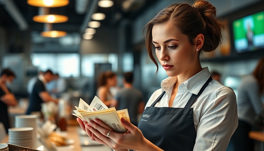 Female server counting cash tips in a restaurant; no tax on tips