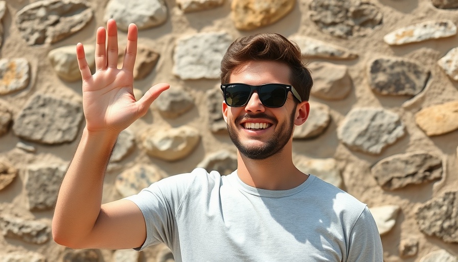 Cheerful person waving in sunglasses, stone wall background, OpenAI Windsurf acquisition collapse context.
