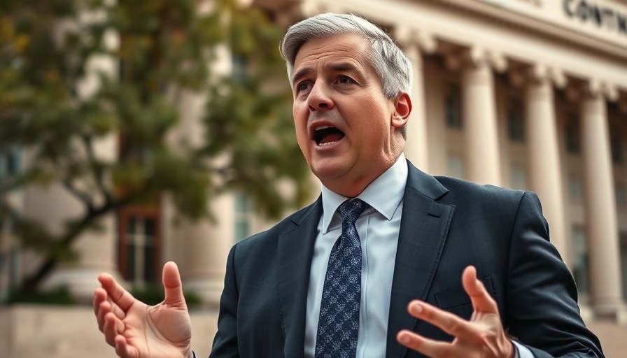 Formal man speaks passionately about Canada tariff outside.