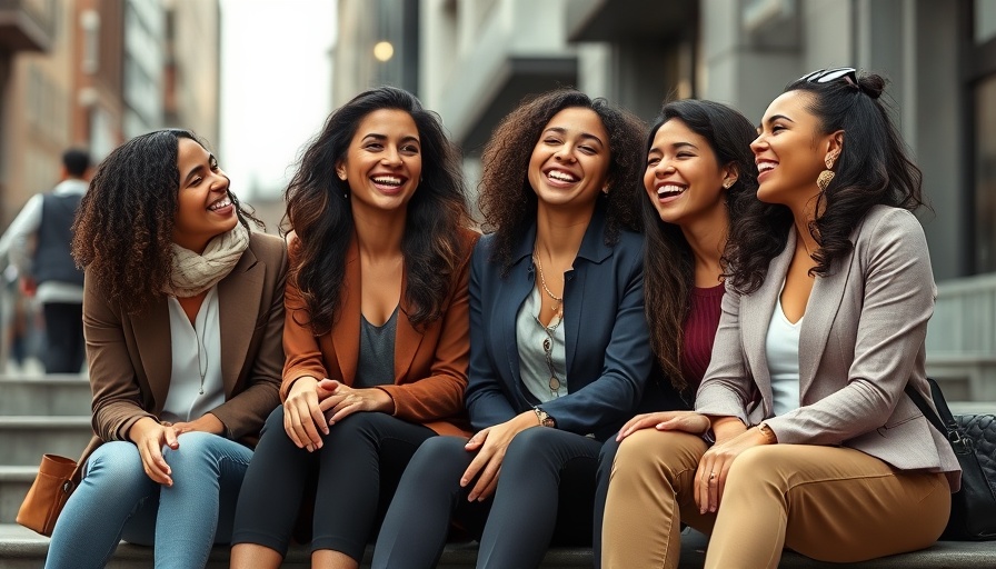 Diverse female entrepreneurs sharing a joyful moment on steps, emphasizing AI leadership development for business startups.