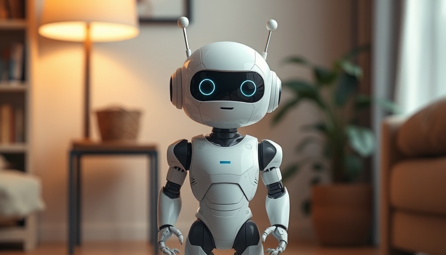 Small robot with antennas in a cozy room, business startup funding.