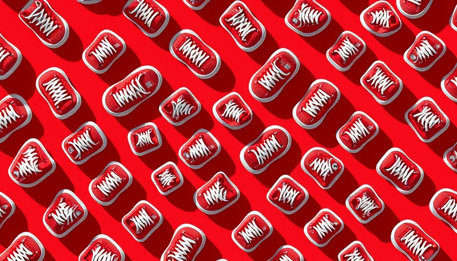 Red sneakers pattern on red background, business startup trends.