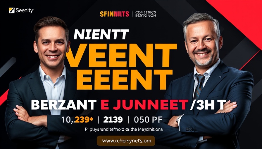 Business startup funding event announcement with two professionals.