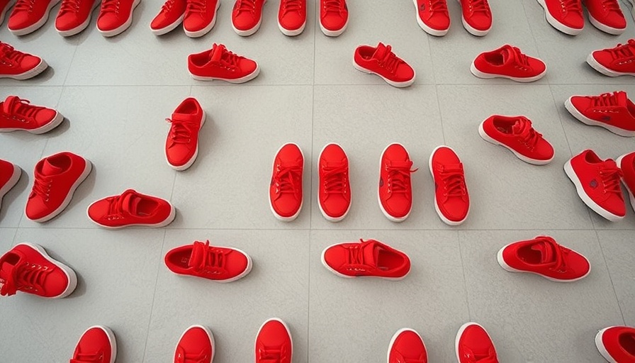 Red sneakers pattern symbolizing business startup trends innovation.