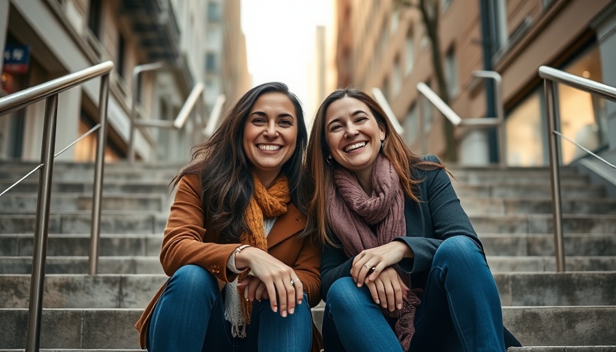 Two women smiling on stairs, symbolizing AI leadership development for startups.
