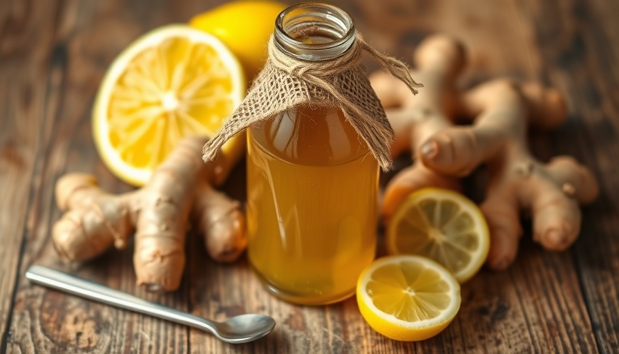 Homemade ginger ale syrup with ginger and lemon.