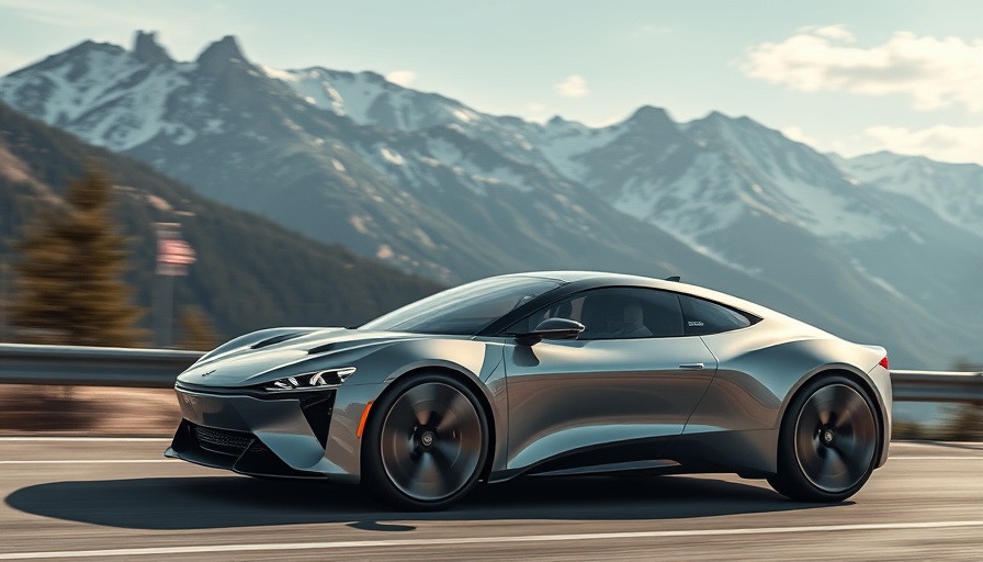 Sleek electric car driving through mountains, symbolizing Tesla sales in India.