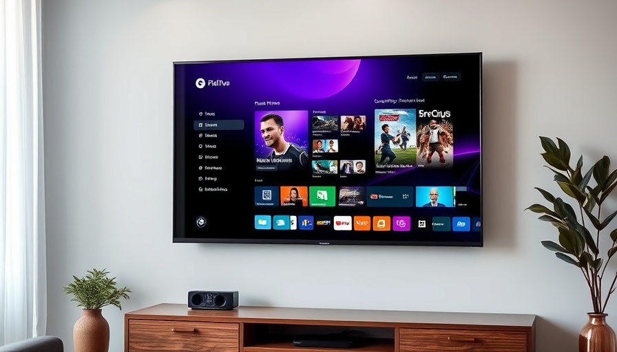 TV displaying a PC interface with gradient design.