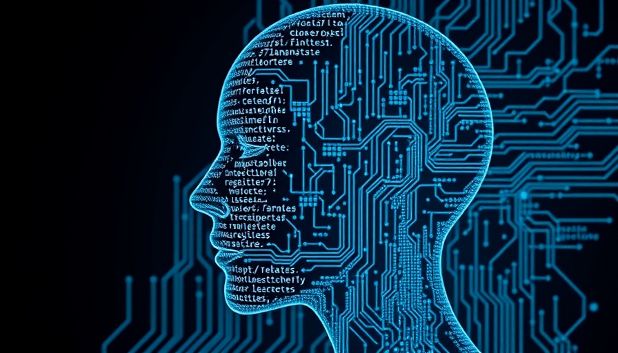 AI coding tools concept: Digital face with code overlay.