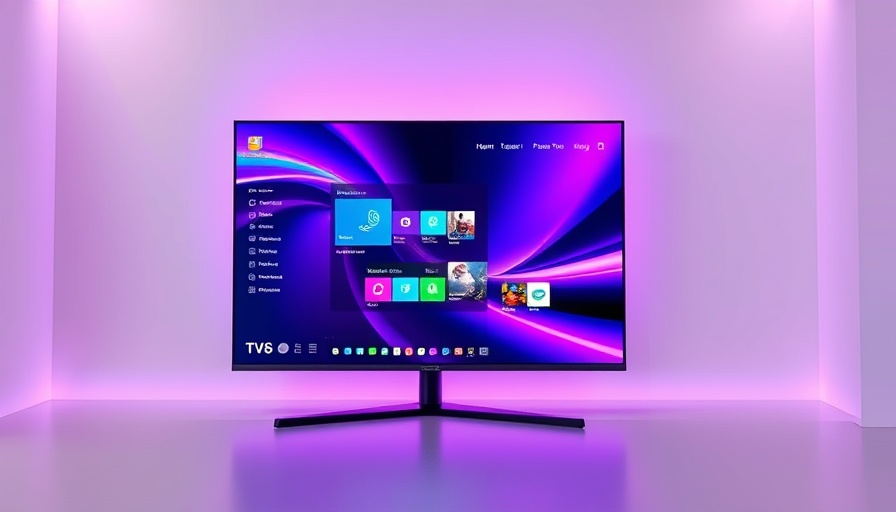 Modern TV displaying a PC interface in vibrant colors.