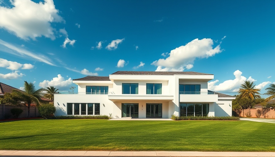 Modern suburban home for sale with manicured lawn.