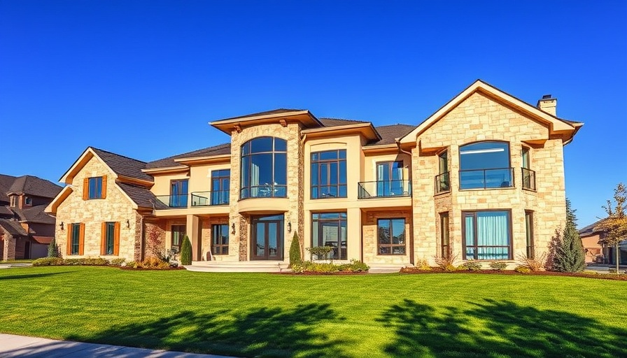 Modern $1 million house with stone facade and manicured lawn