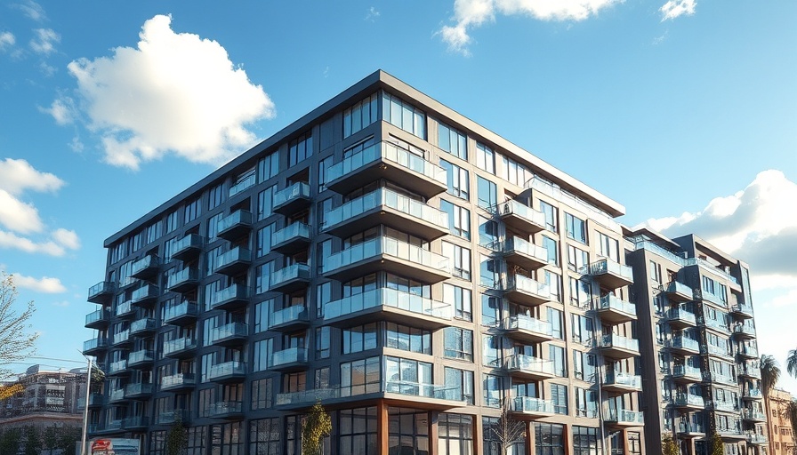 Modern apartment complex under a blue sky, how to rent an apartment in 2025.