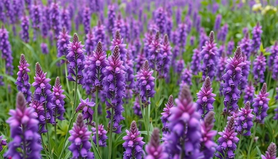 Purple False Indigo flowers in a garden setting