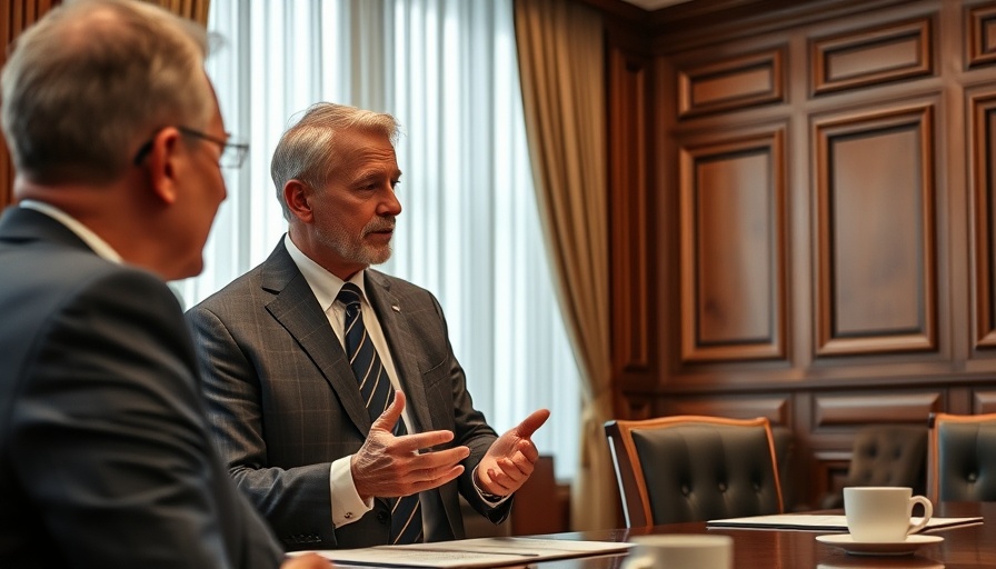 Older man discussing sustainable development at a conference.