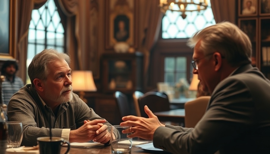 Man discussing sustainable development in richly decorated room.