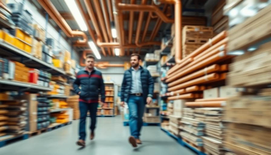 Copper pipes in store aisle, related to US copper tariffs.
