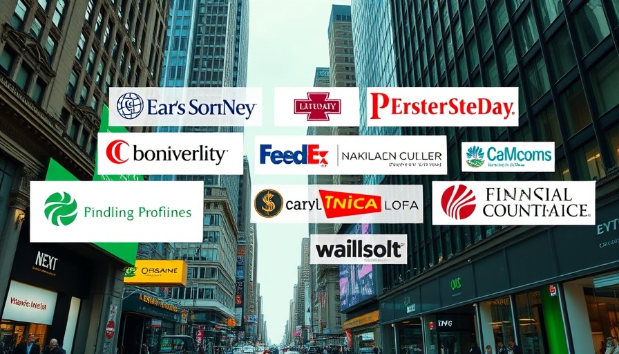 Investment banking downturn represented by major bank logos over cityscape.