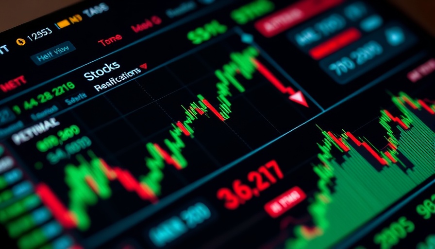 Stock market app interface with real-time data and notifications.