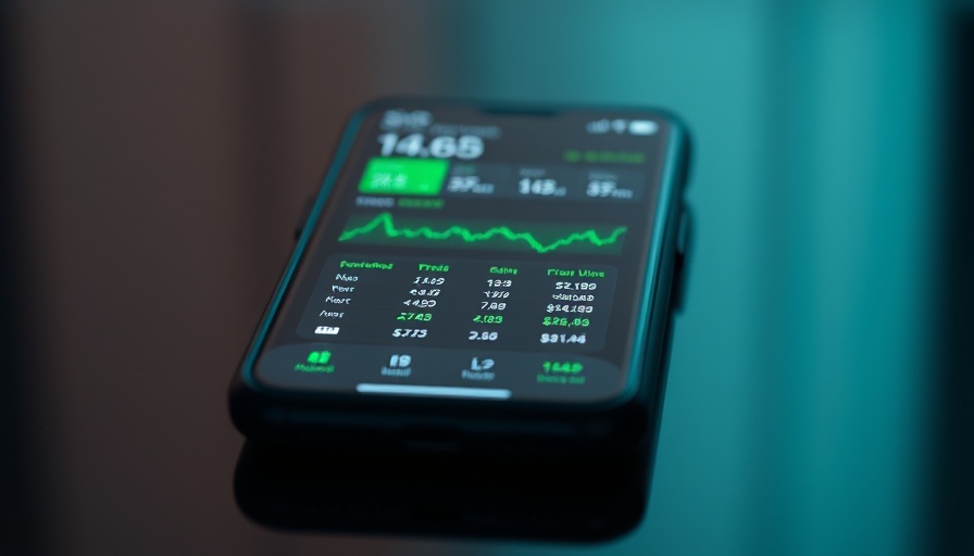 Stock indices display on smartphone showing market gains.