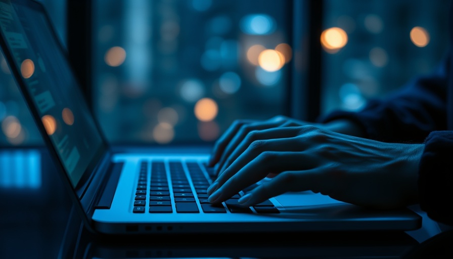 Hands typing on laptop at night illustrating cybercrime in Asia.