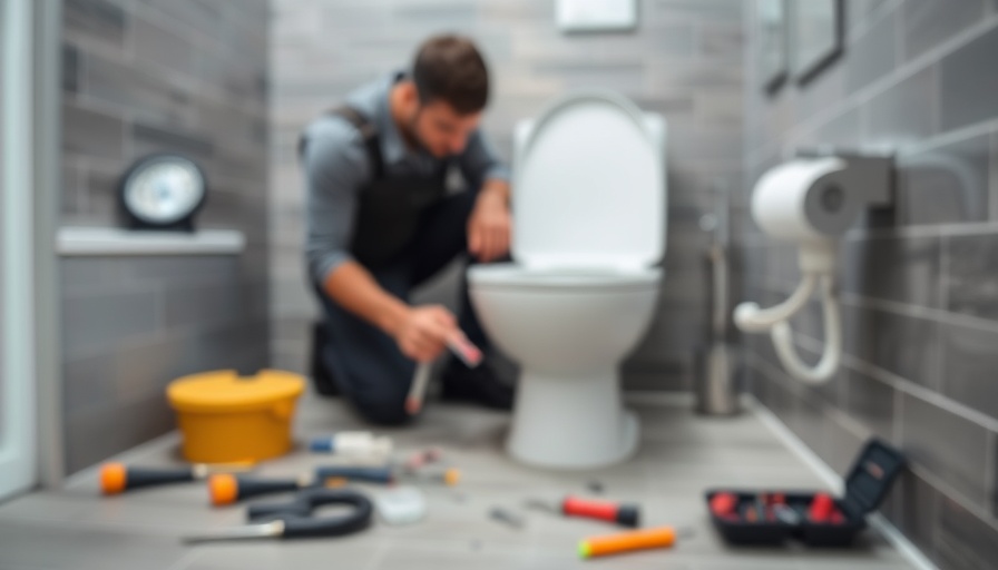 Home warranty coverage concept with plumber fixing a toilet.