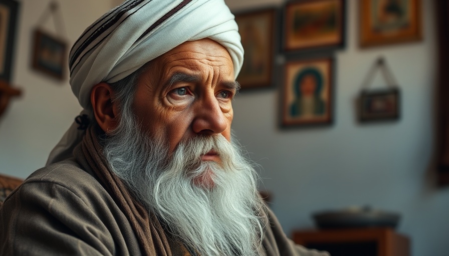 Older man with traditional headwear, thoughtful indoors.