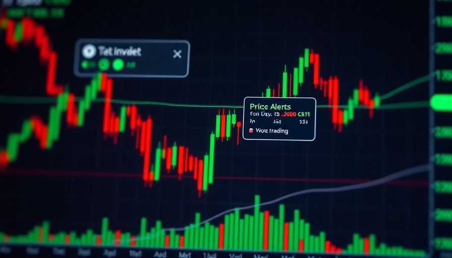 Crypto investing app with candlestick chart and price notification.