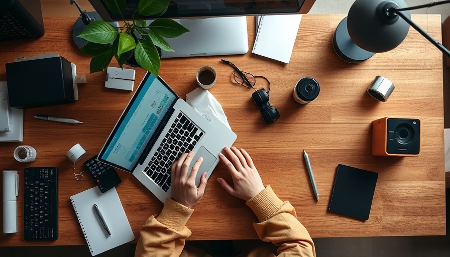 Overhead view of a home office setup highlighting work from home gender gap.