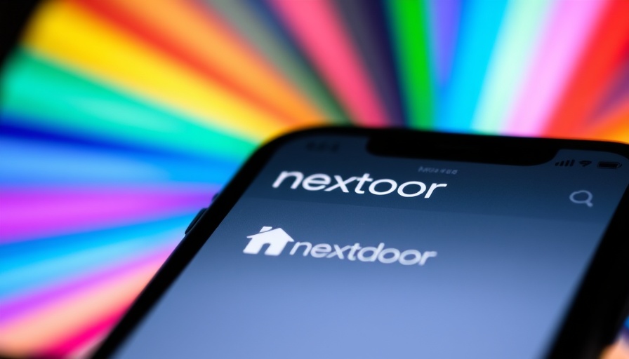 Nextdoor app logo on smartphone with vibrant background.