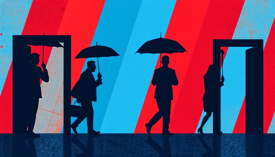 Abstract image symbolizing tech layoffs 2025 with colorful silhouettes.