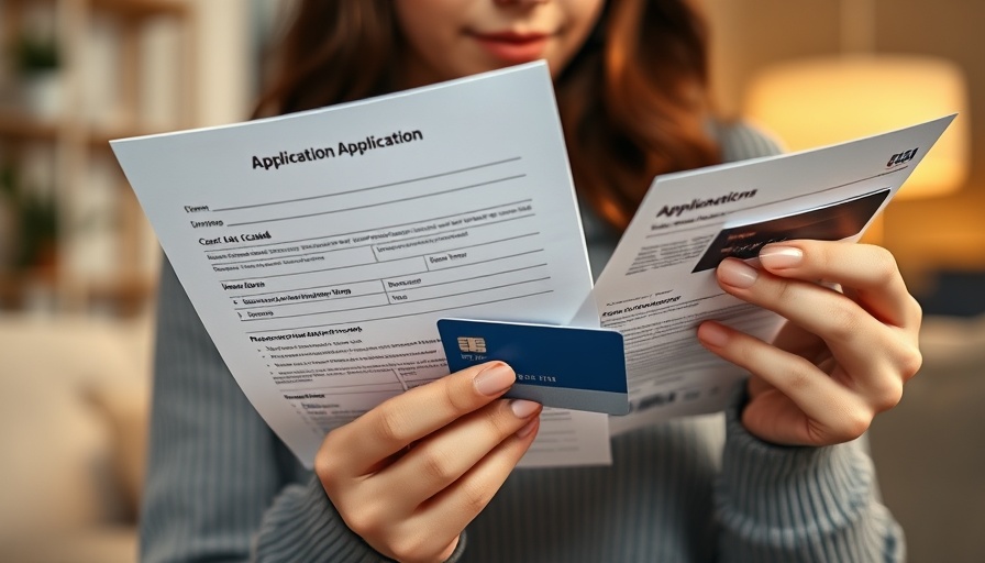 Woman reviewing credit card applications indoors.
