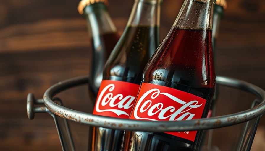 Classic Coca-Cola bottles with real cane sugar in ice bucket.