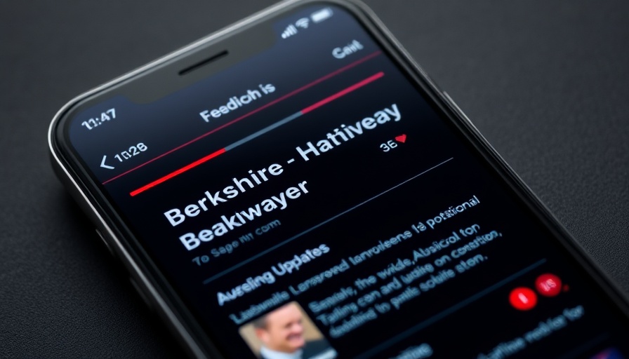 Mobile app showing financial headlines related to stock updates.
