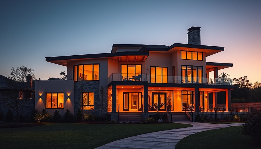Stylish three-story home at dusk highlighting real estate tips for selling your home.
