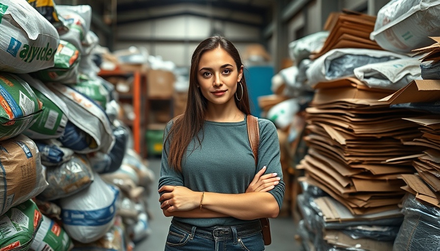 Woman in recycling facility, circular economy theme.