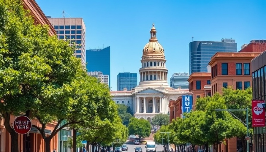 Vibrant view of downtown Austin skyline with Texas State Capitol.