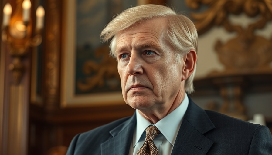 Older man in formal suit contemplative indoors ornate decor.