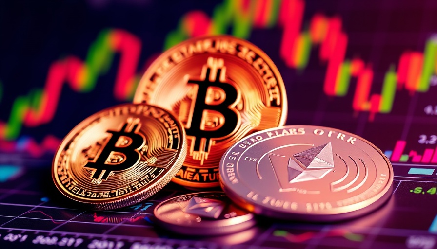 Cryptocurrency coins on a financial chart background symbolizing US Congress stablecoin regulation.