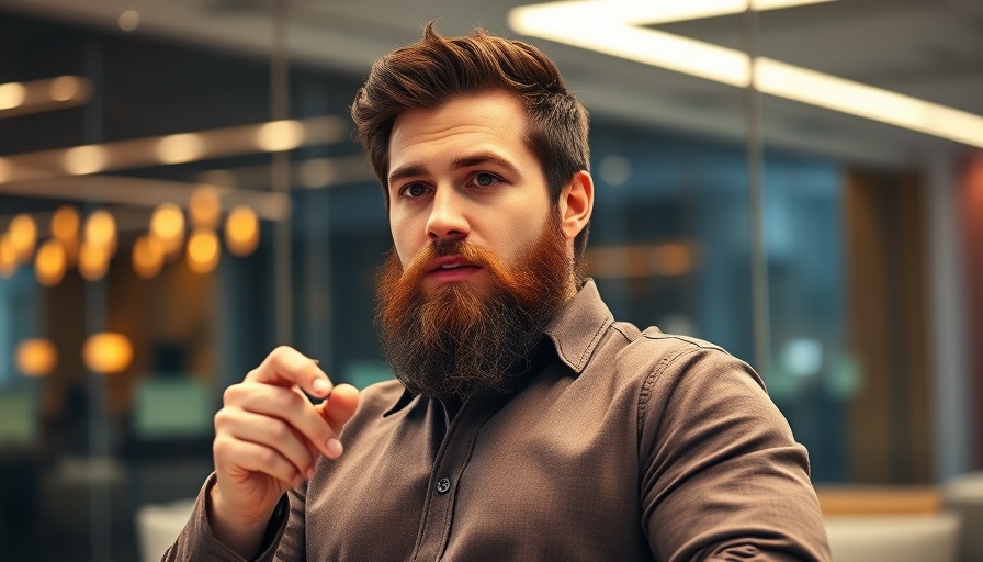Man presenting on AI data privacy solutions in a modern conference room.