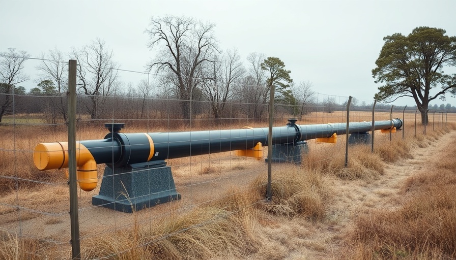 Carbon removal pipeline solution in rural landscape.
