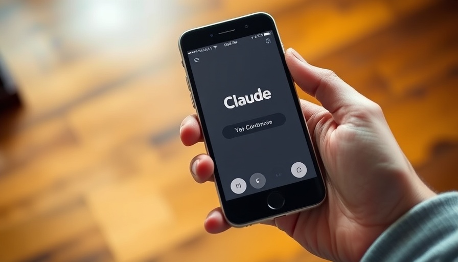 Close-up of Claude app on a phone with wooden floor background.