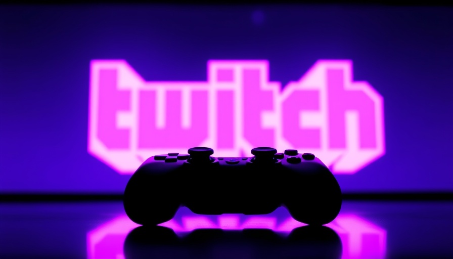 Gaming controller in front of Twitch logo, vibrant purple.