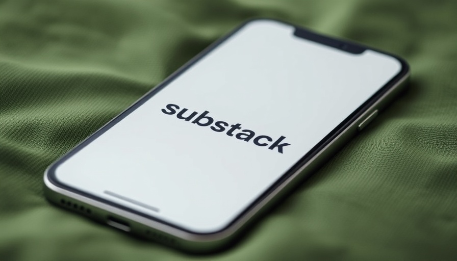 Substack funding news displayed on smartphone screen on green fabric.