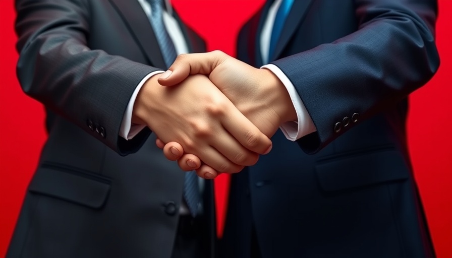 Close-up handshake illustrating professional agreement, vibrant background.