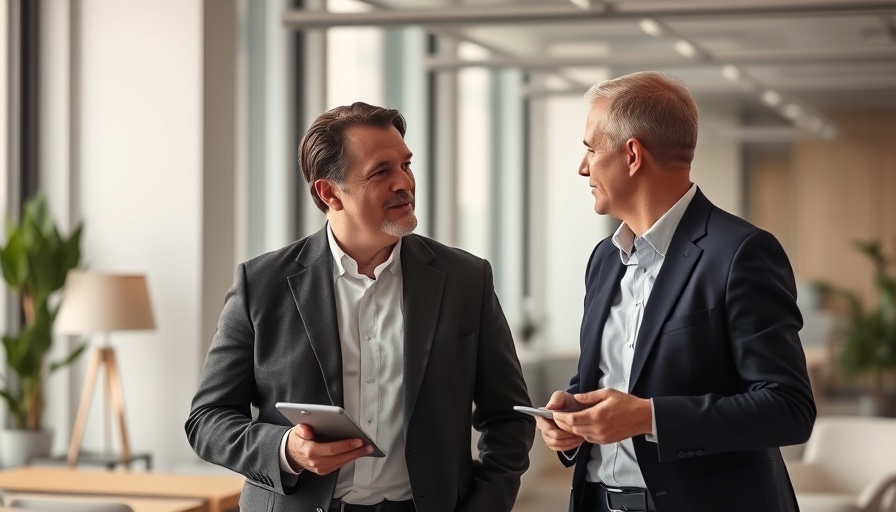 Business professionals discussing in an office, highlighting HSBC chairperson search.