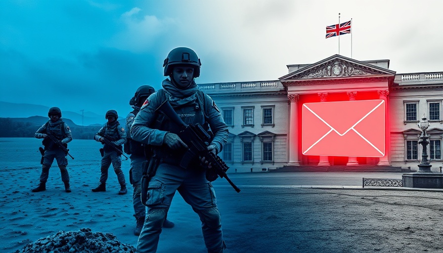 Illustration depicting UK military data leak concept with soldiers.