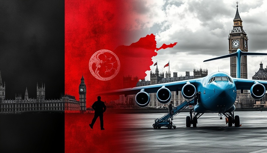Afghan family data breach relocation visual, plane and London map.